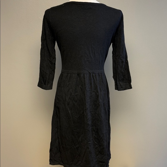 Old Navy Sequin Dress Petite Small Black 3/4 Sleeve Fit & Flare - Picture 4 of 6
